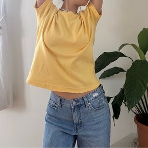Vintage Talbots 100% Cotton Short Sleeve Basic T Shirt Yellow Size M Petites